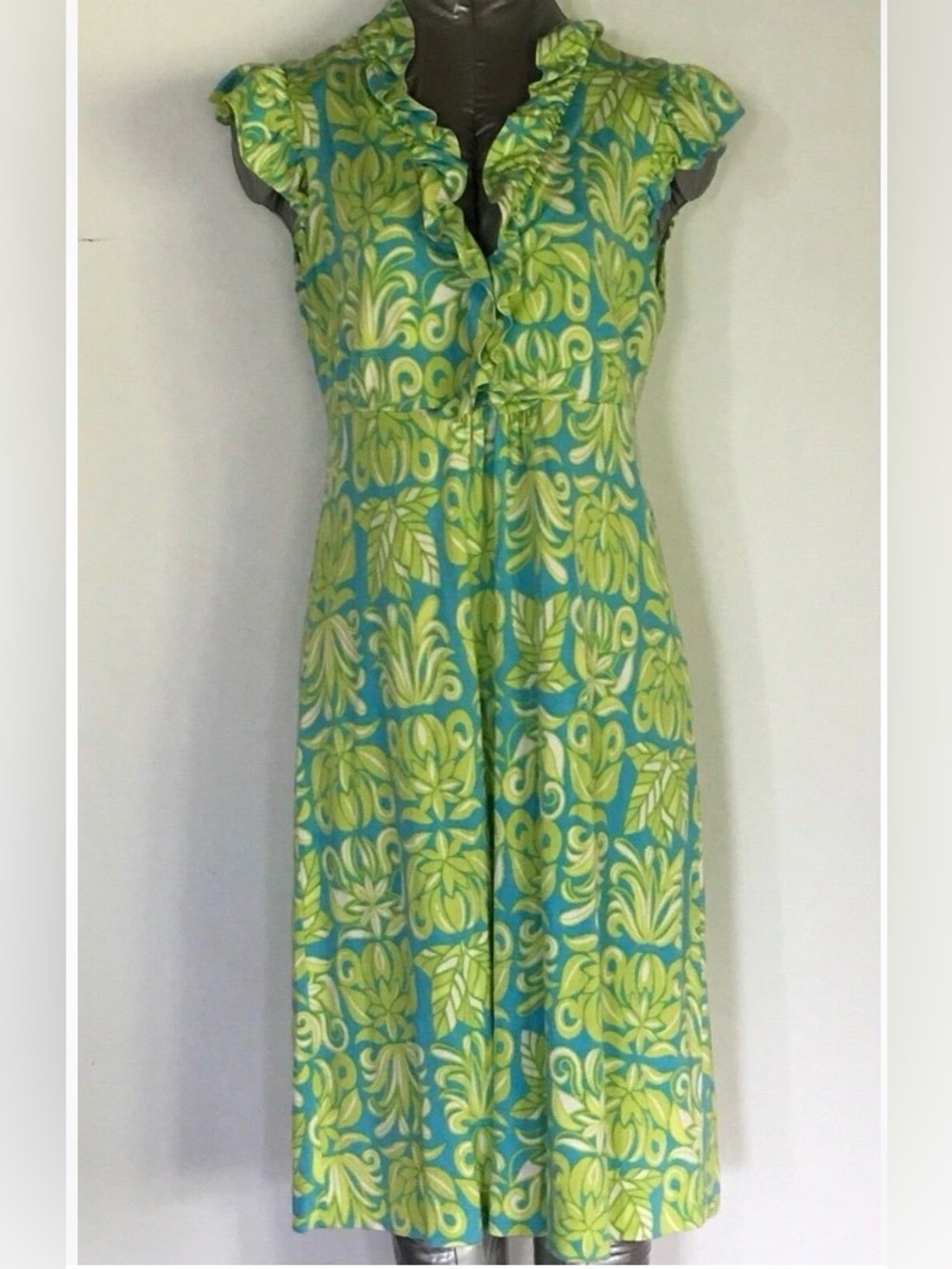 EUC Lilly Pulitzer Clare Silk-Blend Ruffle Neck Maxi Dress
